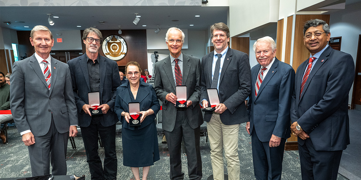 The 2025 Distinguished University Professors with their awards.