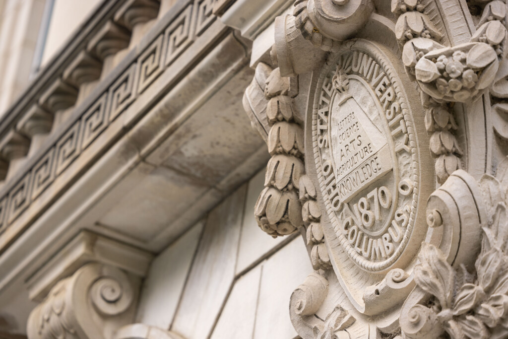 Stone seal of the Ohio State University carved motif