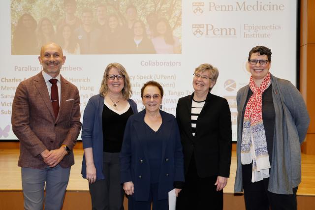 University leaders stand with Anita Hopper.